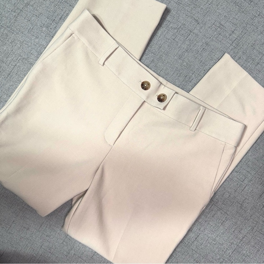 LOFT Slim Straight Leg Pencil Pants in Curvy Fit Dress Pants in Ecru Size 10 - Picture 5 of 11